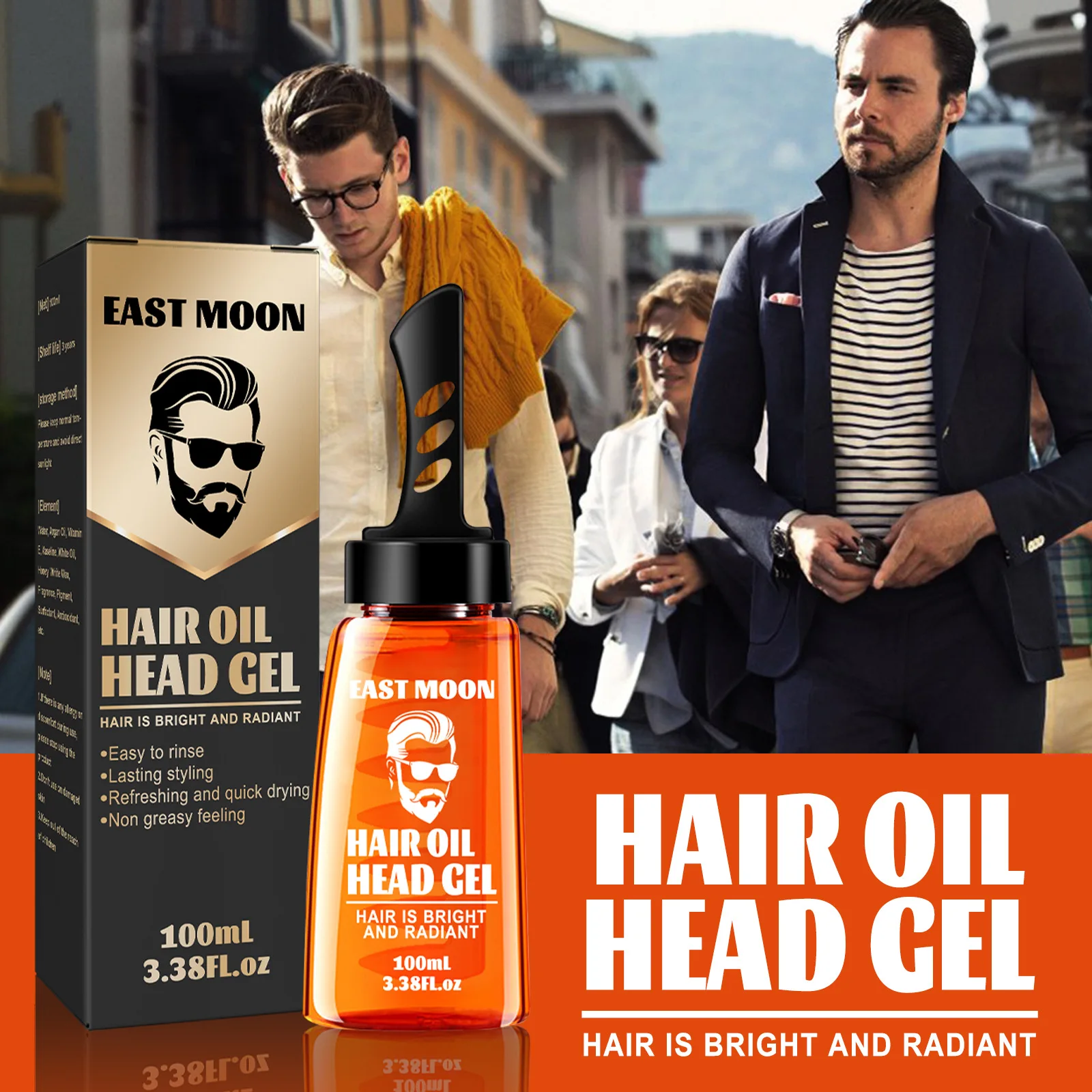 2 in 1 Hair Wax Gel With Wide Tooth Comb Men Long-lasting Fluffy Hair Styling Oil Hair Styling Cream Liquid Fluffy Comb 100ml 3