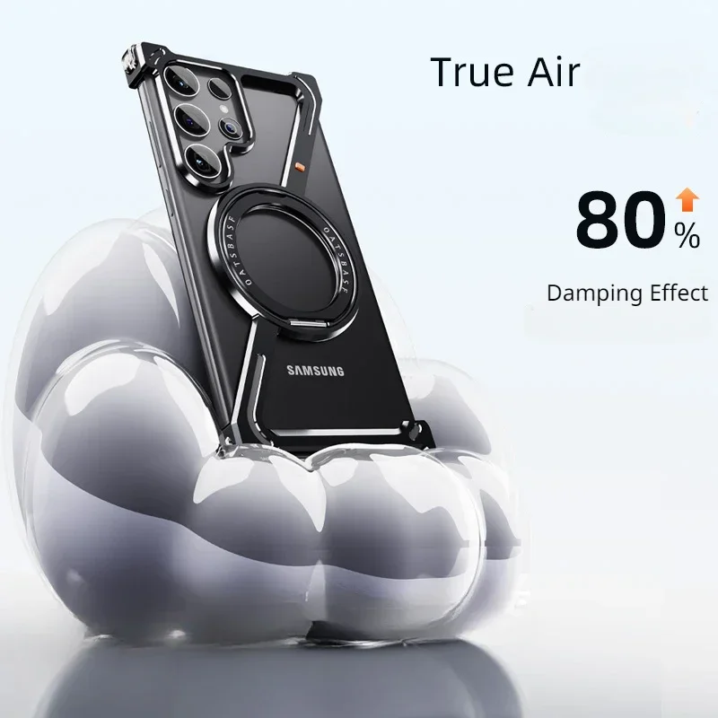 Shape Titanium Metal Case For Samsang Galaxy Z Fold 6 5 S23 S24 Ultra Plus Aluminum Alloy Bumper Magnetic Rotation Holder Cover | Gaffar India