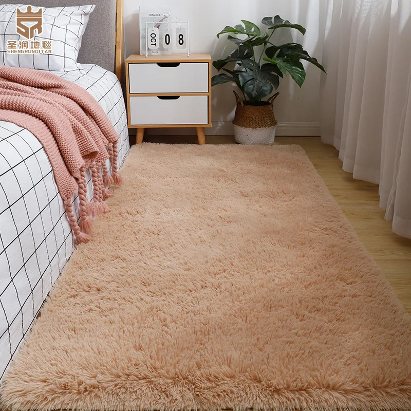 Silk Wool Shaggy Rugs For Girls Bedroom Living Room