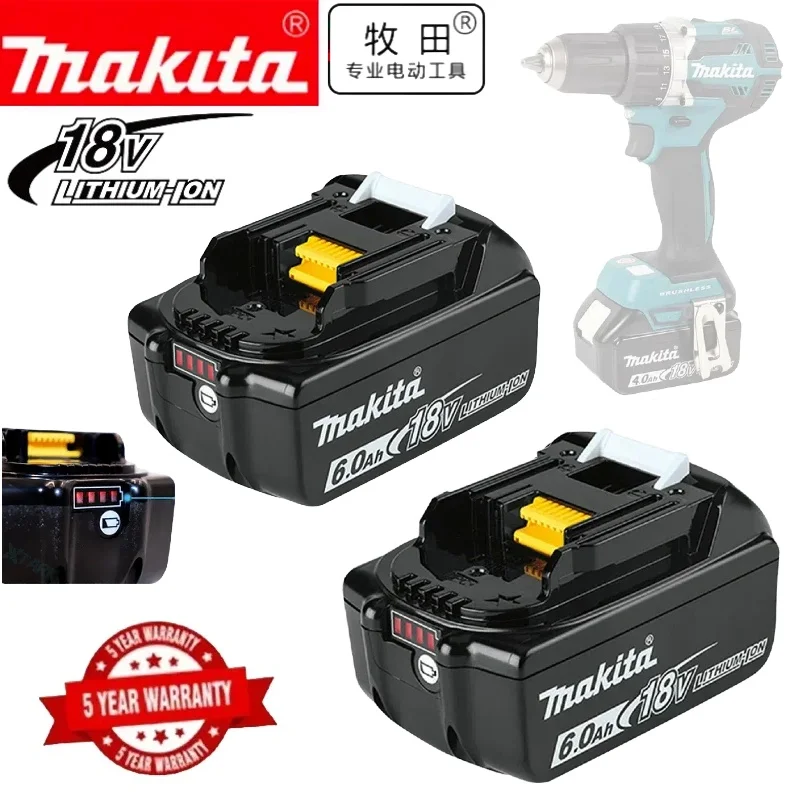 

100% Original Makita Rechargeable Power Tool Battery, Replaceable LED Lithium-ion, 6.0 Ah 18V LXT BL1860B BL1860BL1850 BL1830