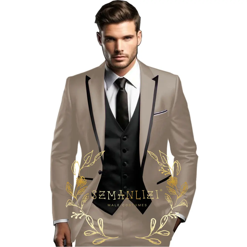 Blazer Jacket Men Western Suit Italian Design 3 Pieces