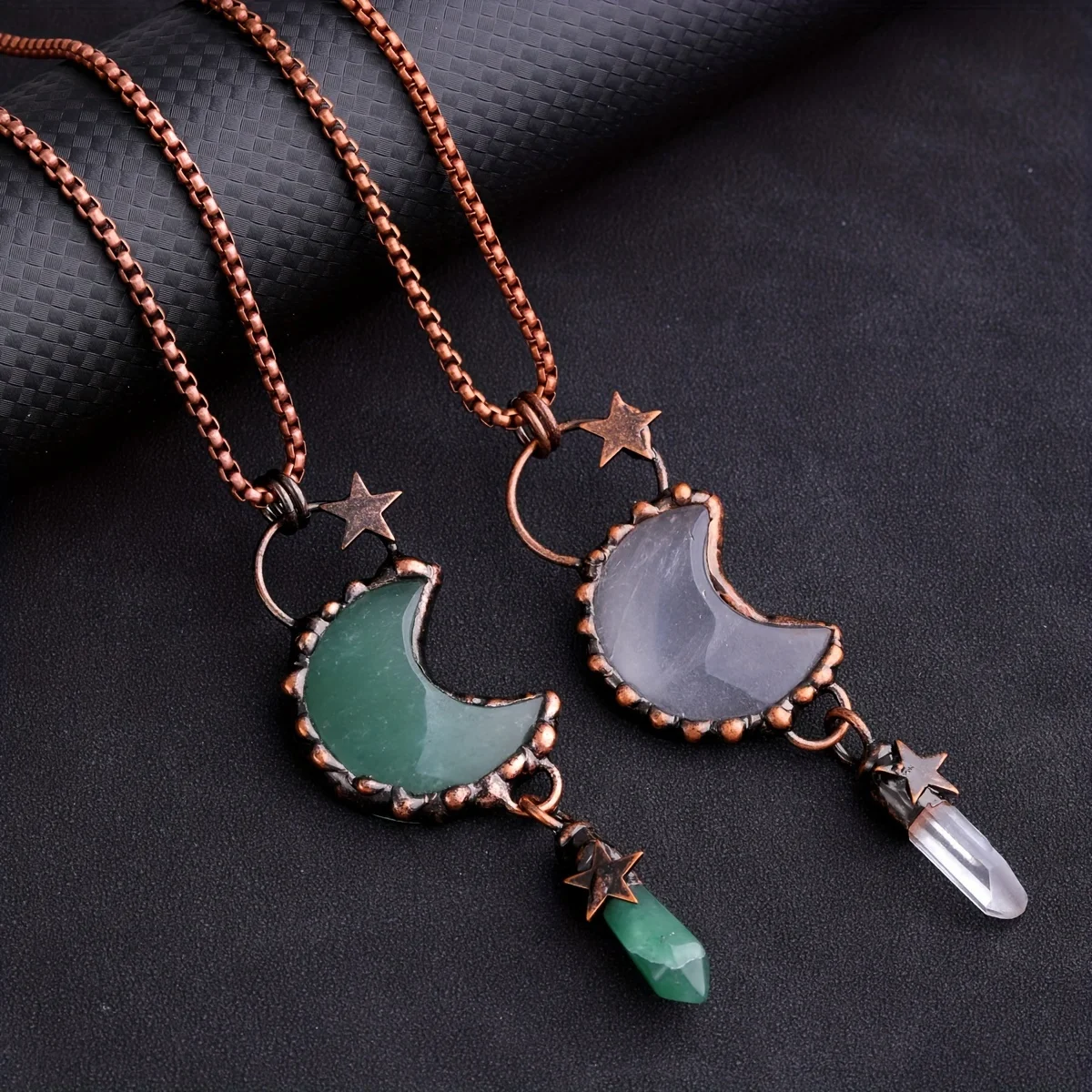 YEEVAA 1pc Vintage Crystal Leaf Moonlight Pendant, Meditation Necklace, DIY Jewelry Necklace Healing Treating Quartz Jewelry