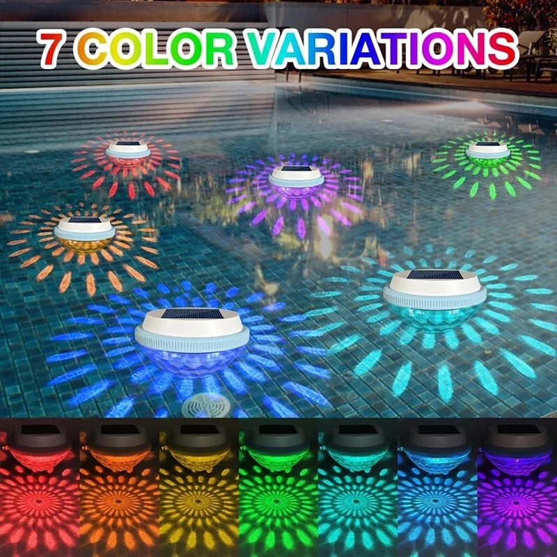 Illuminazione per piscina galleggiante solare da 1-2 pacchi, luci per laghetto impermeabili che cambiano colore RGB per la decorazione di piscine, strade da giardino - immagine 6