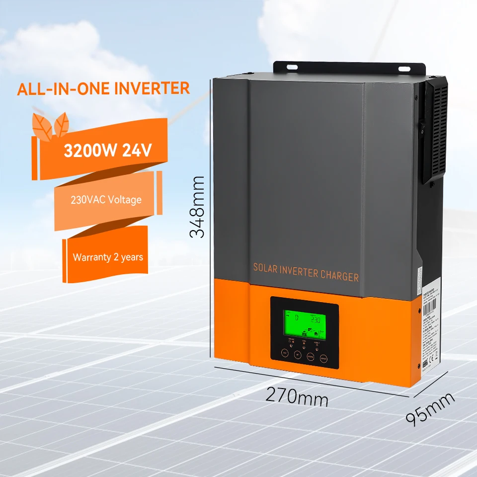 

PowMr High frequency 3200W 24V 220V 450V Inbuilt 80A MPPT Charge Controller 3.2KW Pure Sine Wave Hybrid Solar Inverter