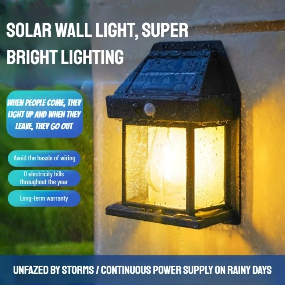 Solar-Powered Waterproof LED Wall Light with Sensor