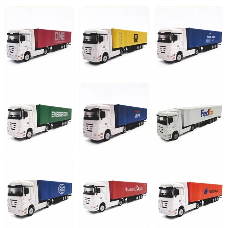 

1:87 Scale Alloy Diecast Car Model Container Truck Trailer Model Scene Layout Decoration Model Children's Toys Free Shipping