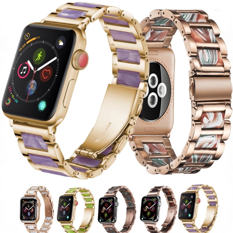 

Metal resin strap For Apple watch Ultra 49mm 8 7 45mm 41mm Chain link watch wristband For iWatch 6 5 4 3 SE 44mm 42mm 40mm belt