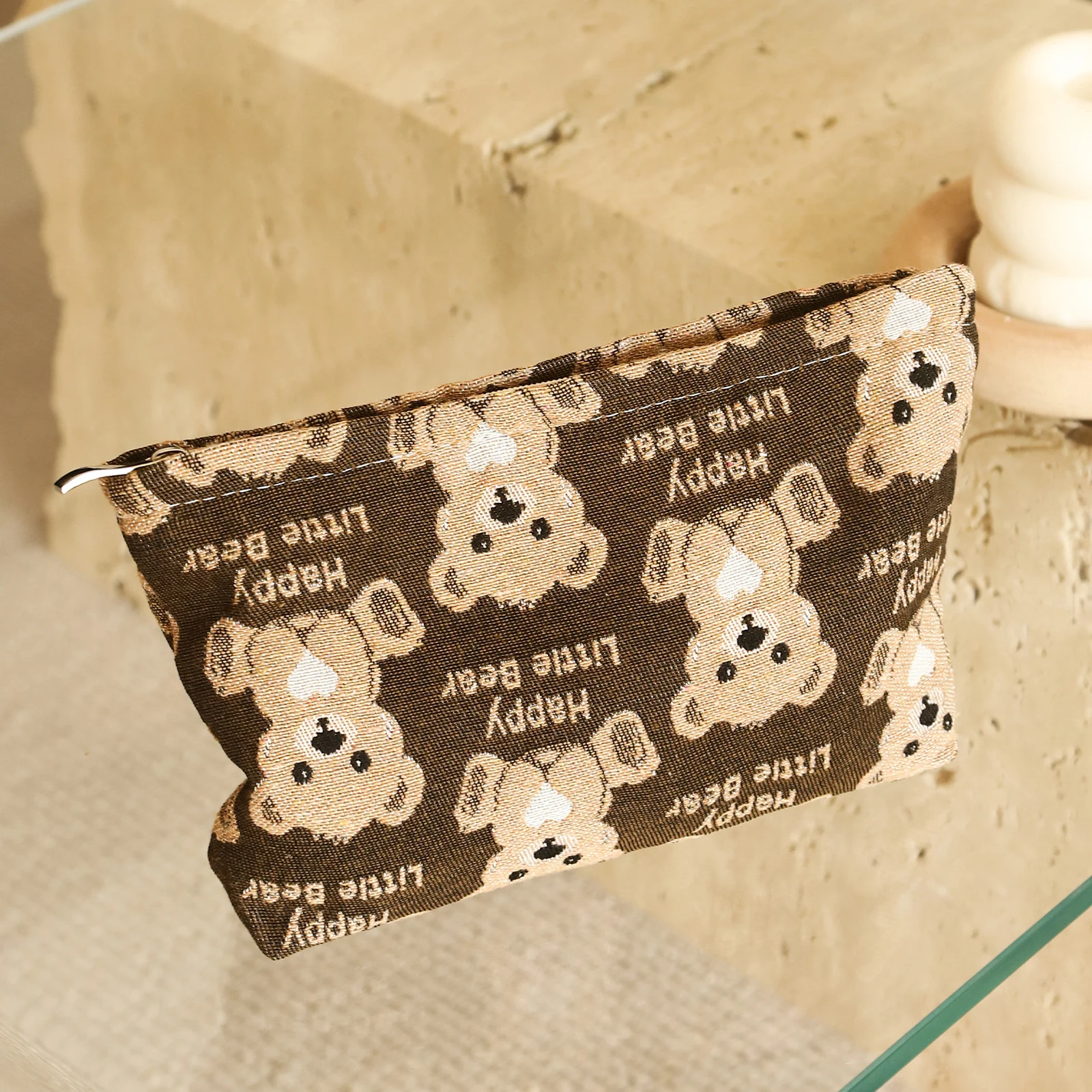 Cute Bear Female Cosmetic Bag Large Capacity Cosmetic Lipstick Storage Bag Portable Travel Toiletry Bag Commuter Clutch 2