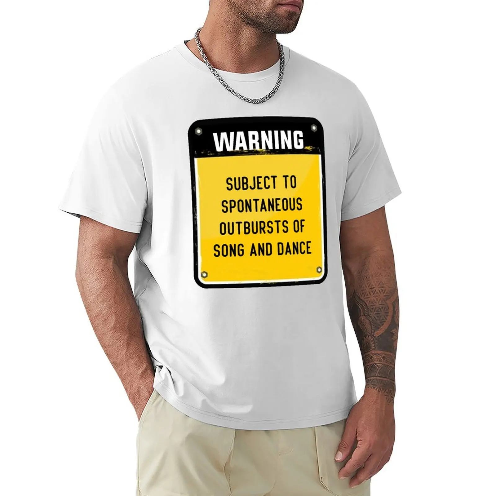 

WARNING: SUBJECT TO SPONTANEOUS OUTBURSTS OF SONG AND DANCE T-Shirt for a boy kawaii clothes mens graphic t-shirts hip hop