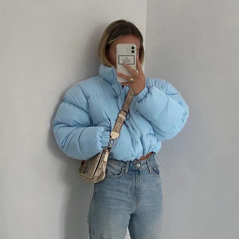 

2023 Autumn/Winter Women's New Fashion Stand Neck Zipper Pocket Elastic Bottom Cotton Coat for Women