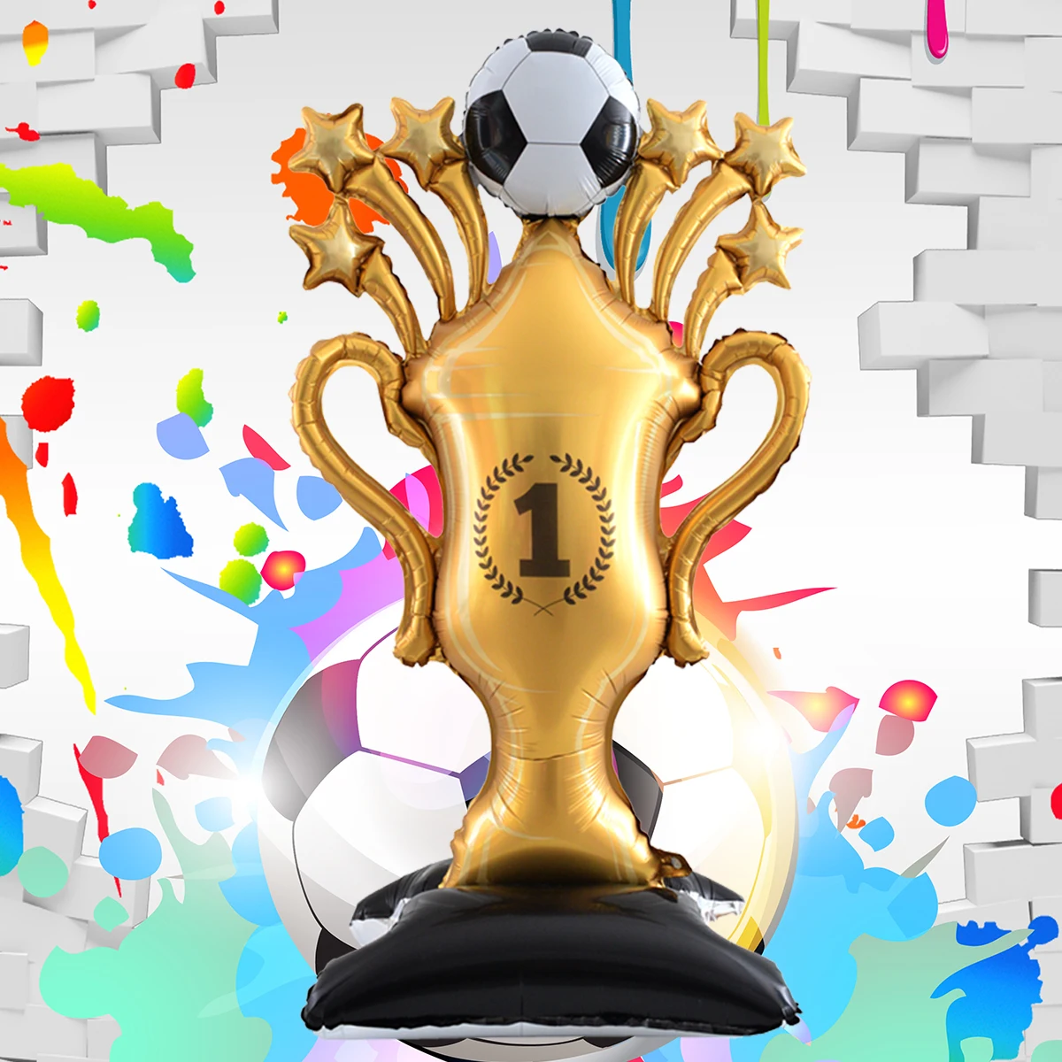 59inch Stand Pedestal Football Trophy Shape Foil Balloons Soccer Cup Balloon Birthday Football Theme Party Decorations - Image 2