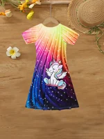 Summer Colorful Round-Neck Unicorn Print Cute Dress
