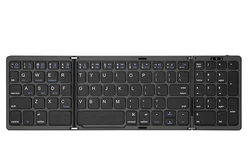 Compact Foldable Wireless Bluetooth Rechargeable Keyboard for Tablets and Notebooks (3 fold Black)