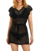 Women Bikini Cover Short Sleeve Solid Color Cutout Beach Swimwear Summer Pool Smock Dress 1