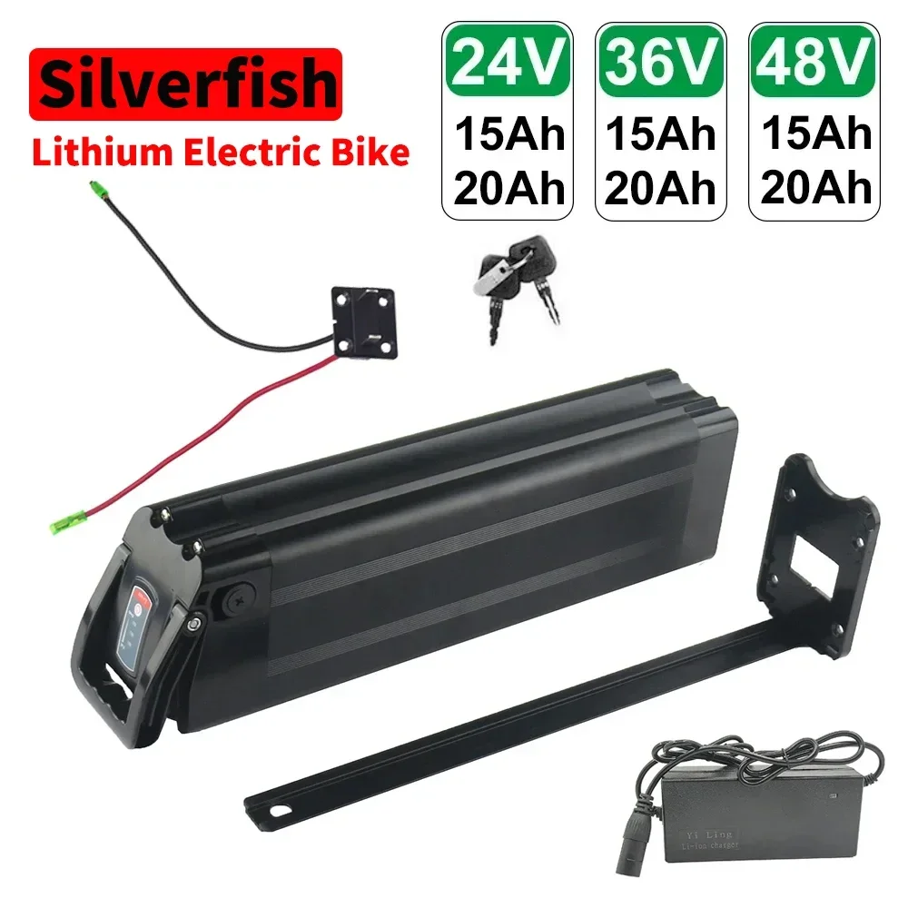 

Silverfish Lithium Electric Bike 48V 36V 24V 800W 500W 15A 20A Lithium Ion Electric Bike Bicycle 18650 Battery Pack+ Charger