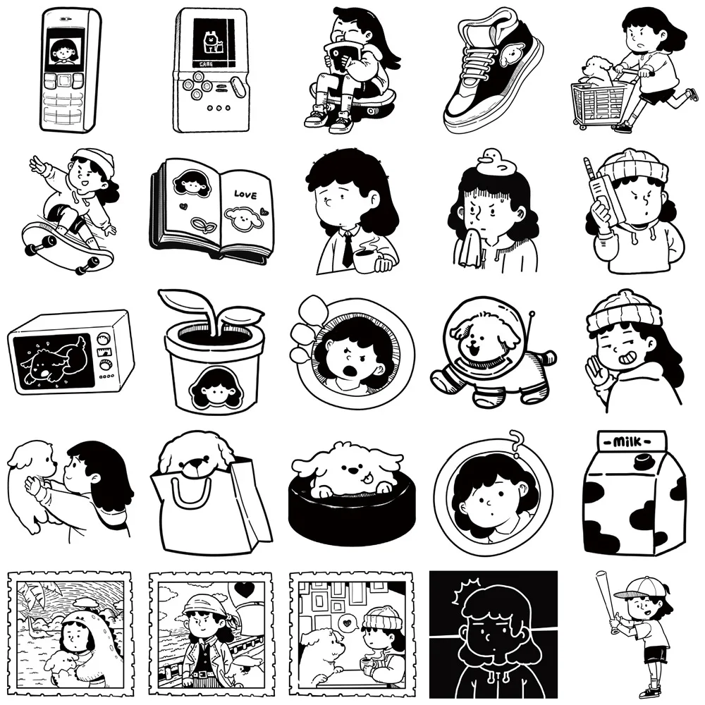 Creative Cartoon Cure Girl and Her Puppy Cute Laptop Suitcase Diy Decoration 50 pcs Personalized Stickers