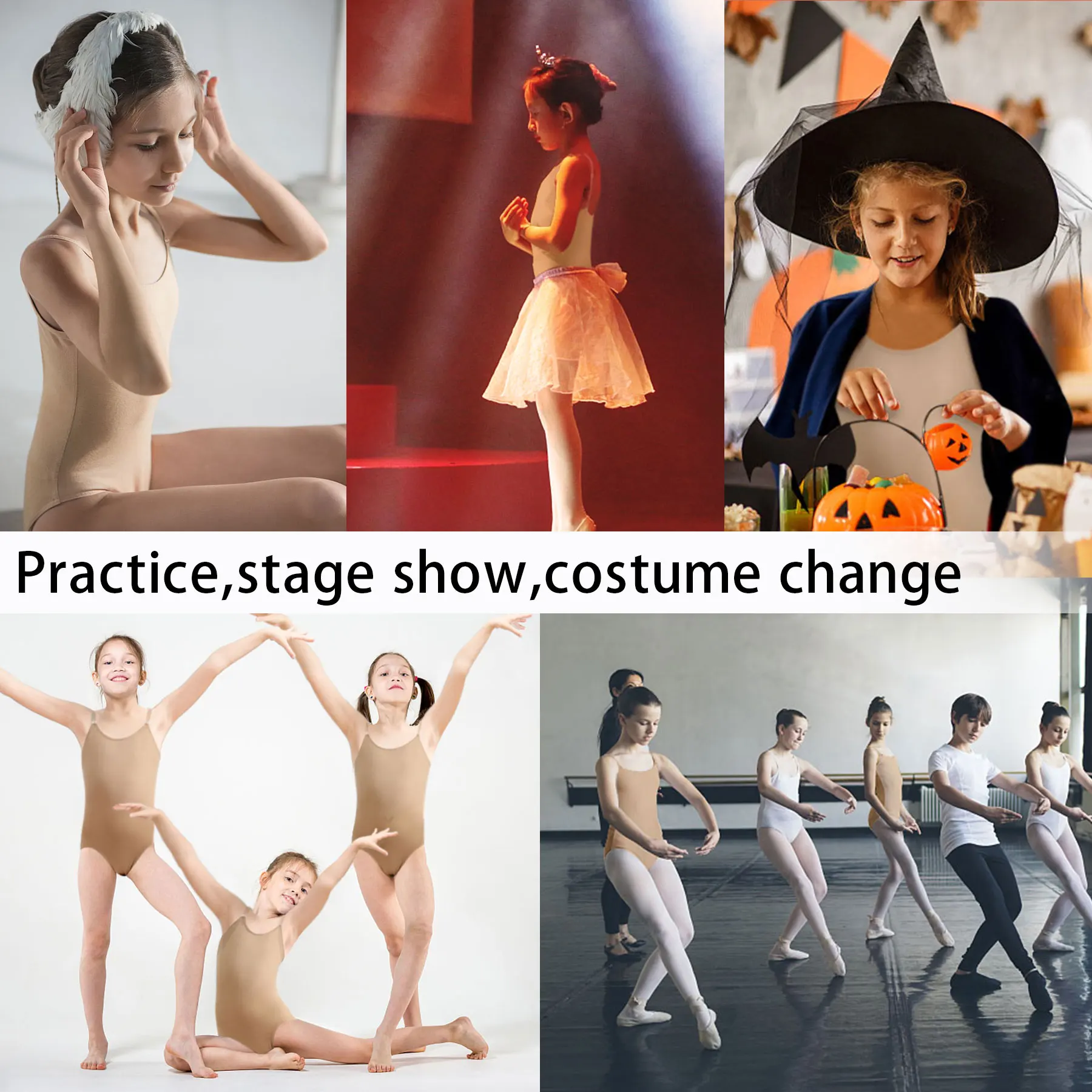 Professionelle Ballett-Trikots für Mädchen Nahtlose Ballettunterwäsche mit Transparenten Trägern – Detail 4