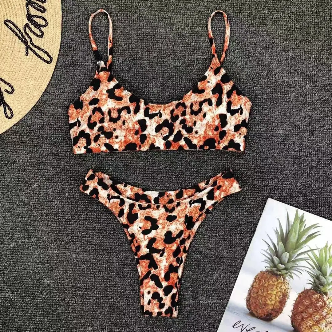 2021 Women Sexy Wear Bikini Female Swimwear Beach Bikini Leopard Beachwear Set BathingSuit Snakeskin Push Up Swimsuit swimsuits for women