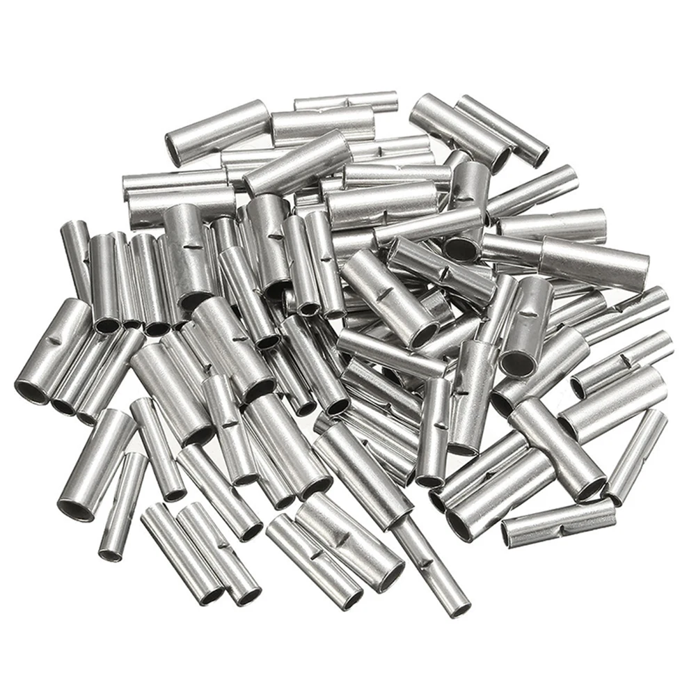 10/50 Non-Insulated Butt Wire Connector Ferrules Electrical Cable Terminal Copper Bare Tinned Crimp Terminal 0.2-35mm2 26-2AWG wire connectors
