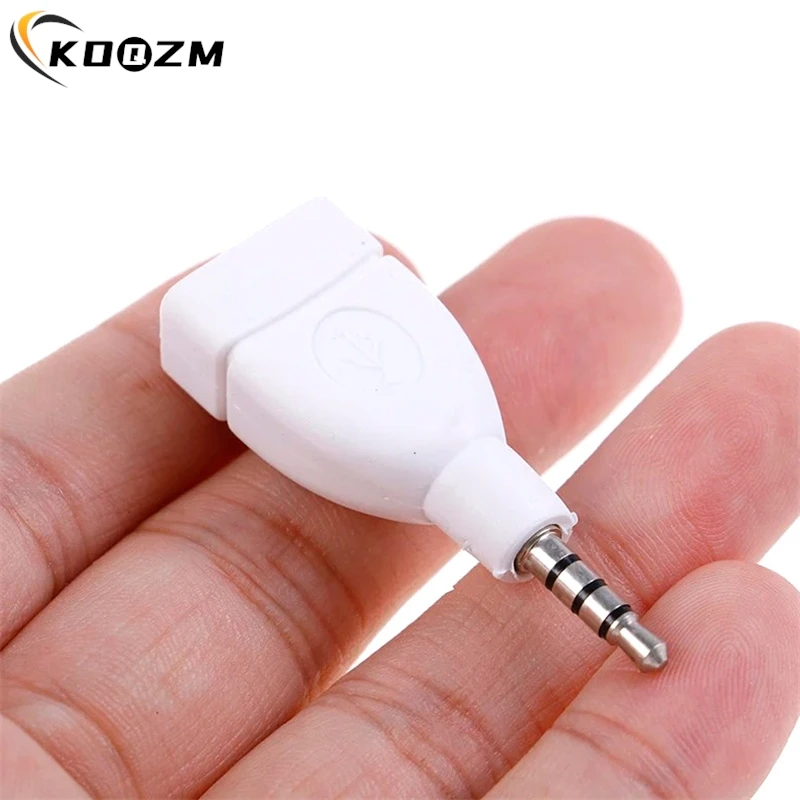 

1pcs Converter Adapter USB 2.0 Female To 3.5mm Male AUX Audio Car Plug Jack White