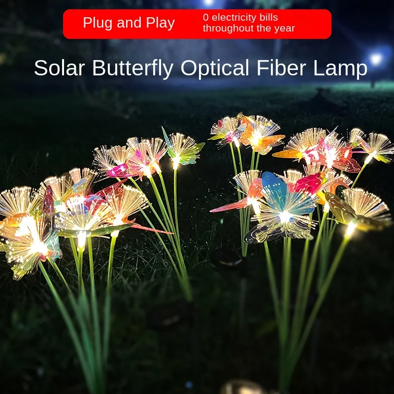 2pcs Butterfly Solar Lights Outdoor Decorations Waterproof Solar Garden Lights Christmas Party Outdoor Lighting Decoration
