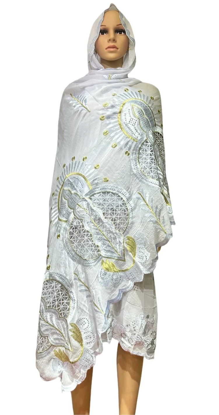 2024 Muslim Ramadan Hijab oversize 2.4m  big big size scarf Hijabs For Woman African Islam Dubai Cotton Embroider Scarf Shawl