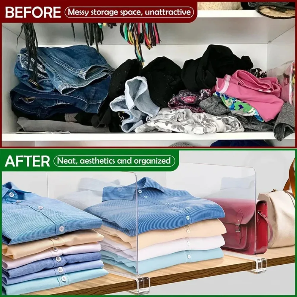 8/6/4/2개의 투명 옷장 선반 정리함, 천 칸막이, 캐비닛, 책장 칸막이, 칸막이