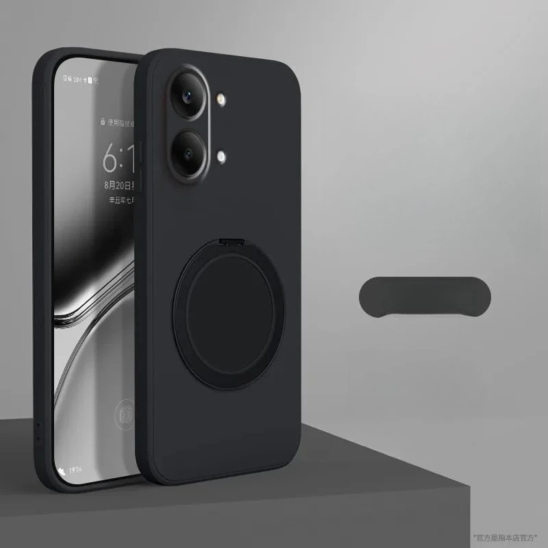 Enhanced Liquid Silicone Phone Case with Rotatable Bracket and Anti-Drop Protection