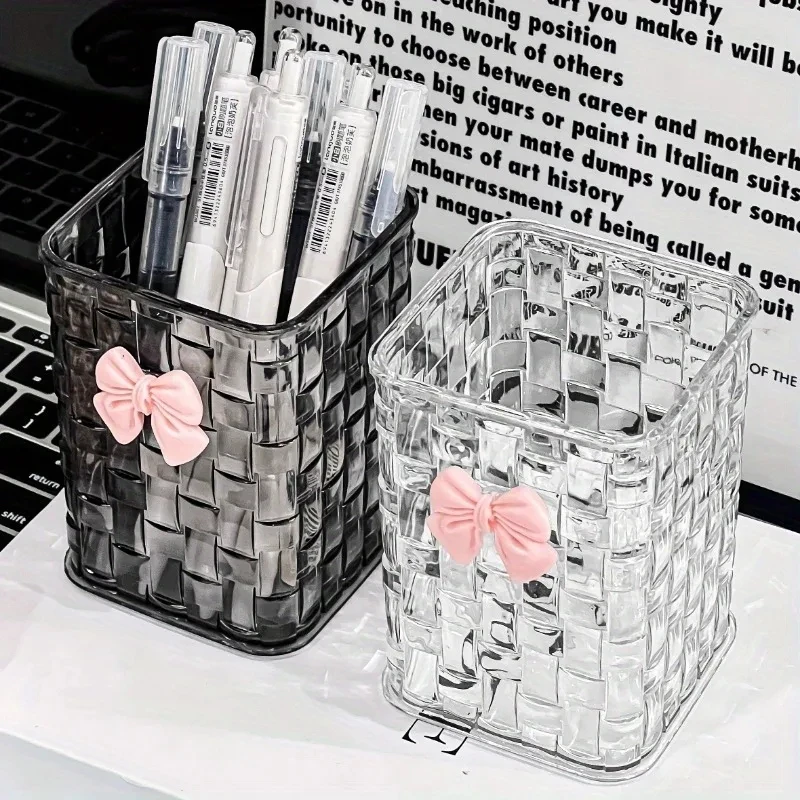Cute Acrylic Makeup Brush Holder Desk Stationery Cosmetic Organizer Lipstick Storage Box Nail Polish Display Rack Pen Holder