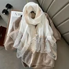 Luxury Shiny Diamond Scarf Silk Women Hijab Soft Wool Shawls and Wraps Large Thin Scarves Foulard Female Bufanda 2023 New 1