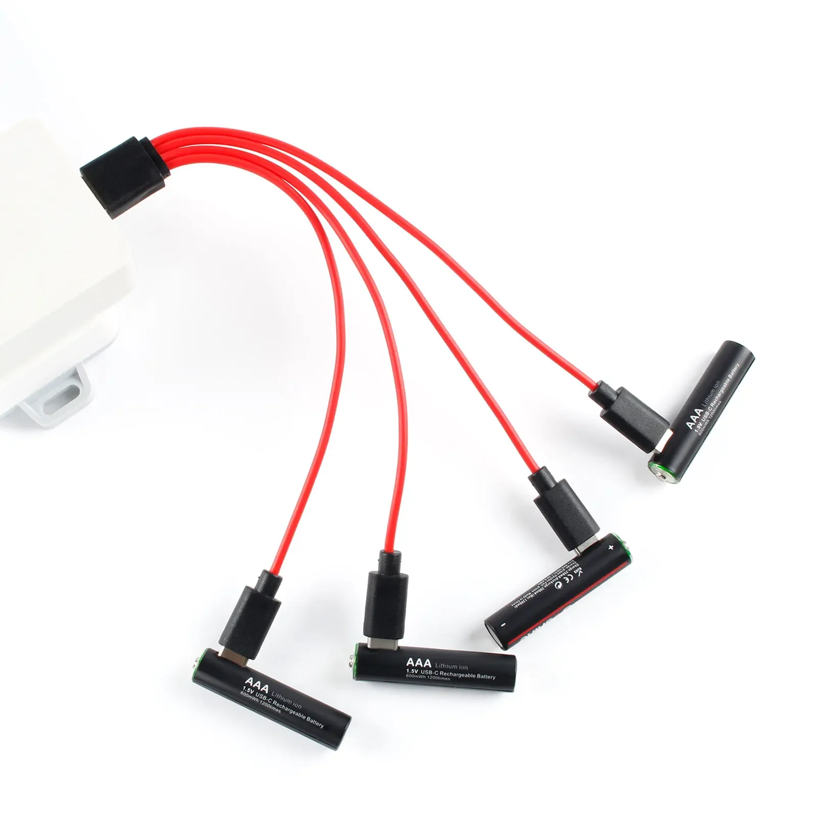 Rechargeable Lithium Batteries USB Li-ion AAA 1.5V 600mWh with 4-in-1 USB Cable for Toys Camera Flashlight
