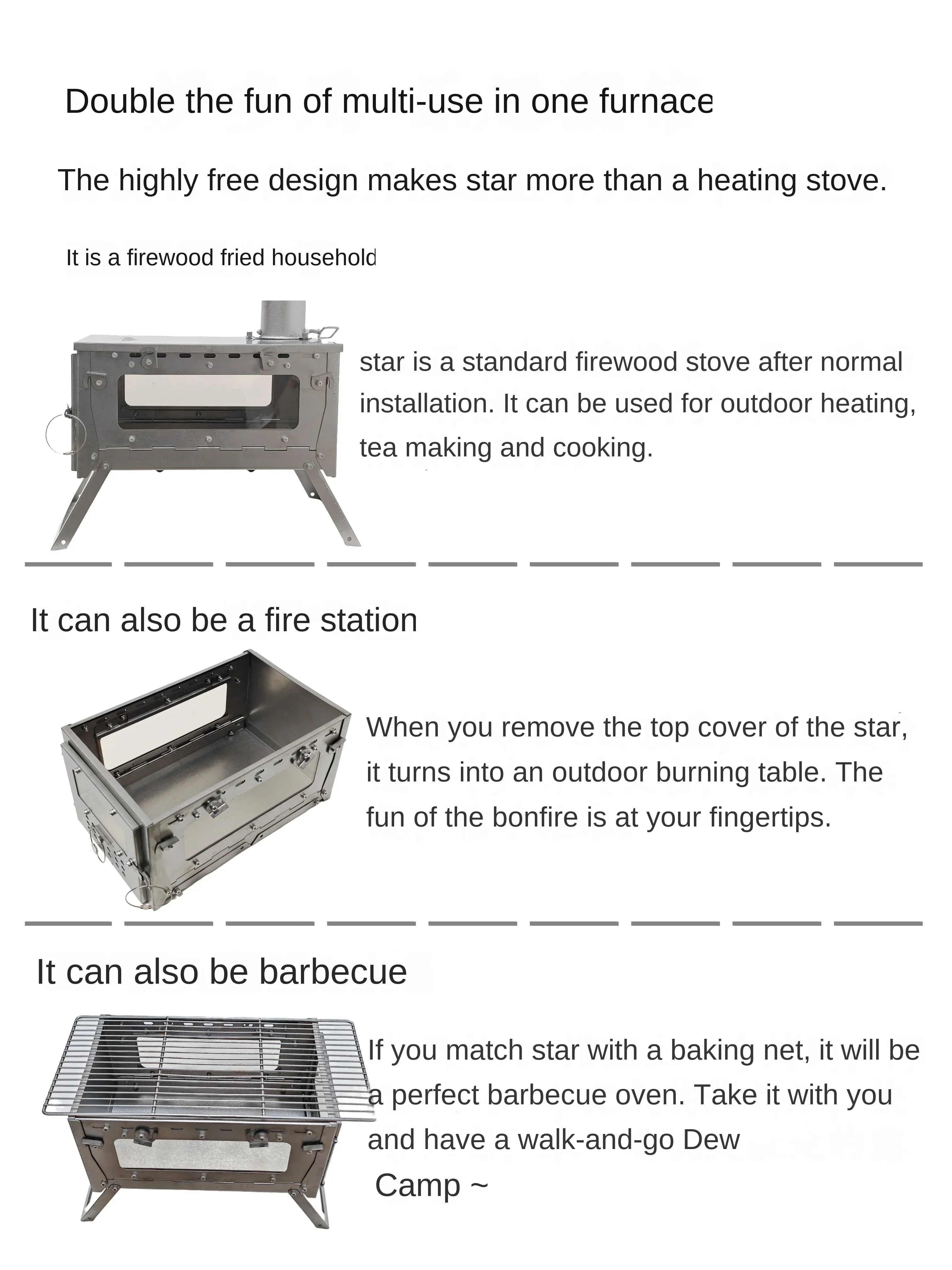 WT−Star−Ti 折り畳みチタン薪ストーブ未使用品 3面ガラス Wt star-tiチタン合金折りたたみ薪ストーブ,ストーブ,暖房,ハイキング