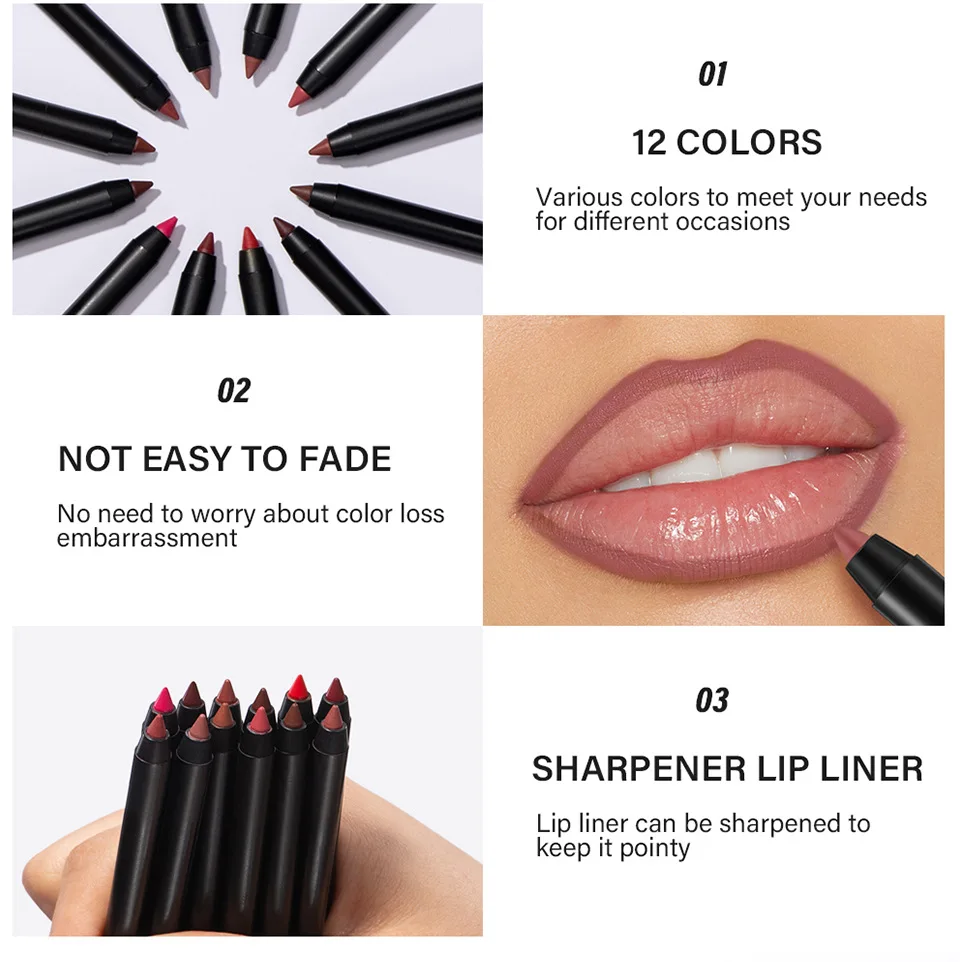 Matte Lipstick Pen Nude Pink Matte Solid Lip Gloss Waterproof Long Lasting Lipstick Pencil Lip Liner Pen Lip Makeup