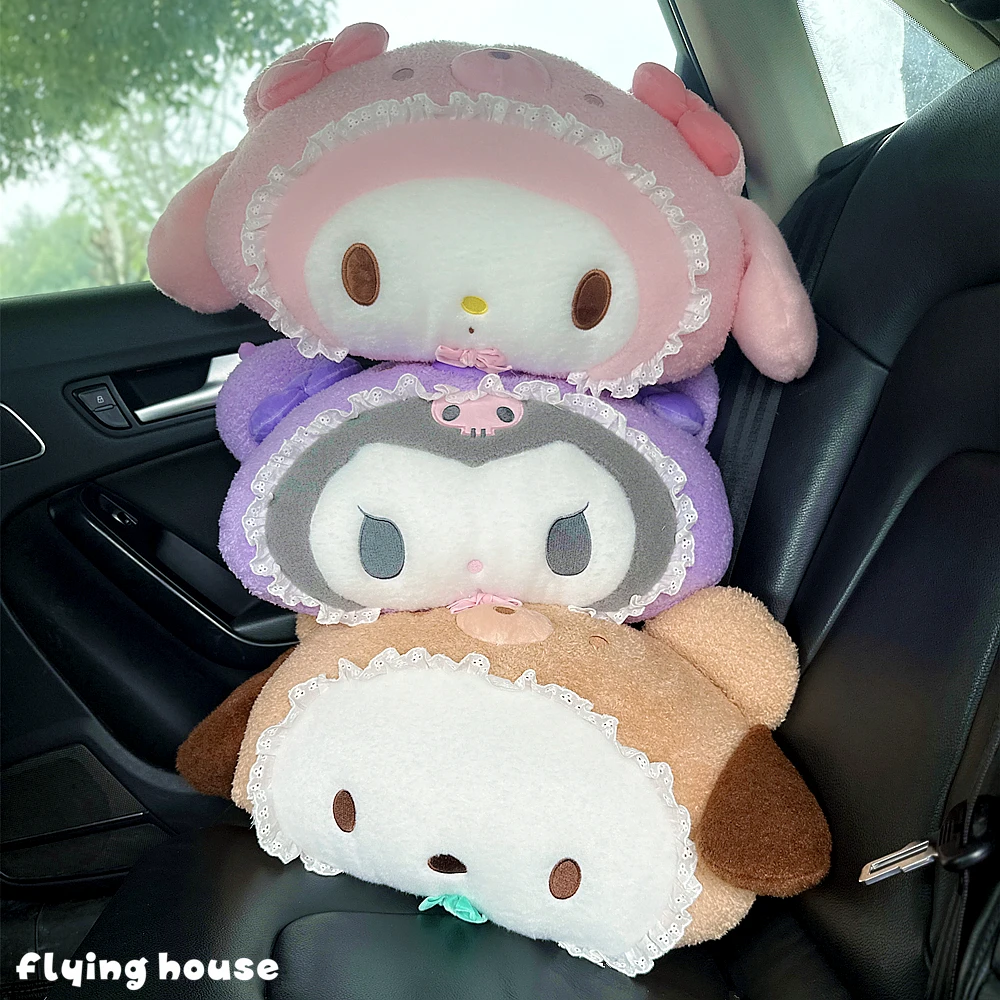 Sanrio Kuromi Headrest Cushion Car Seat Cartoon My Melody Cinnamoroll Pom Pom Purin Pillow Comfortable Home Decor Girl Gift