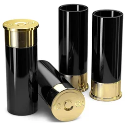 Set of 4 Creative Bullet-Shaped Shot Glasses - High-Quality Plastic Drinkware Gift - AS Show (H2419-4PCS-Black)