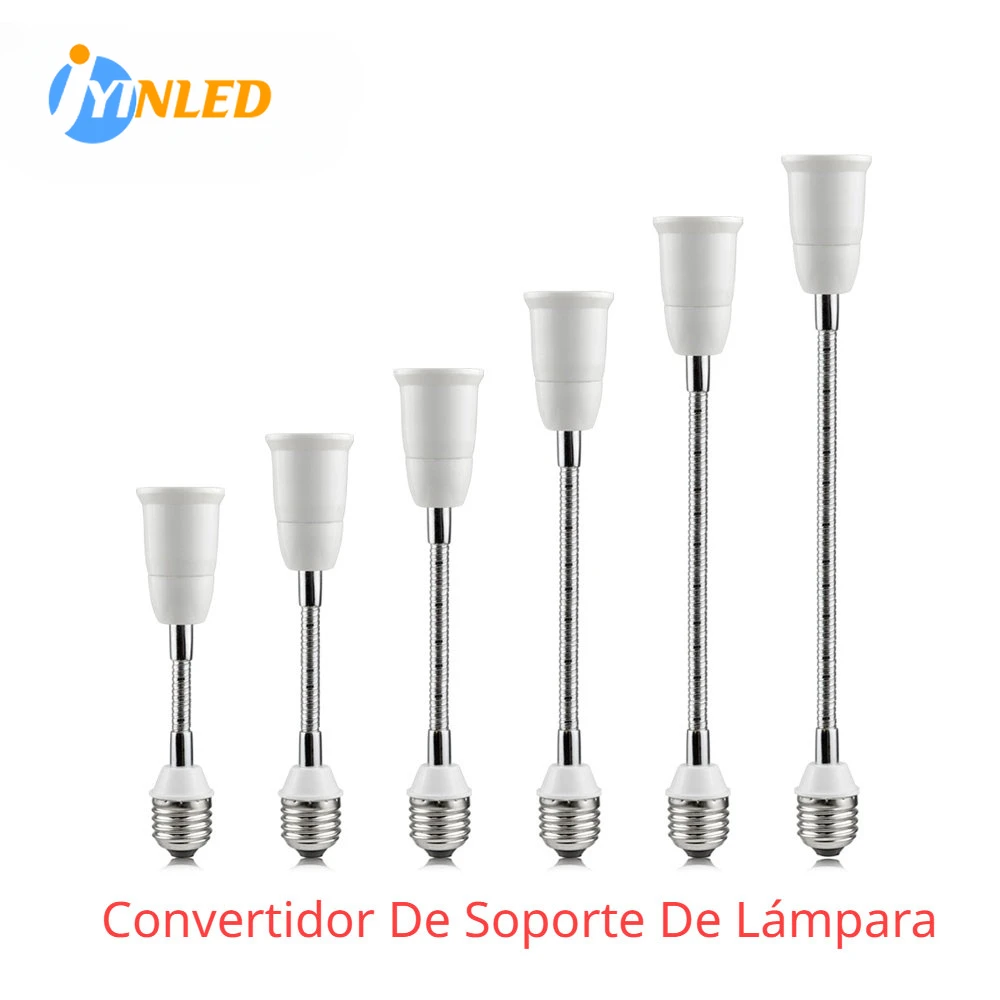 Flexible Black E27 Lamp Base Adapter with LED Bulb Socket Extension Converter e27 lamp holder with on off switch 20cm 30cm flexible extend extension converter e26 e27 screw socket eu us plug