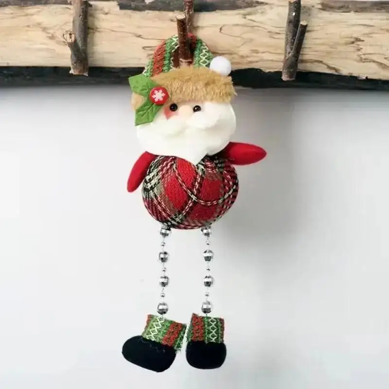 Christmas Decorations Window Decorations Room Decorations Small Figurines Plaid Cloth Beads Legs Holiday Pendants Cartoon Gifts