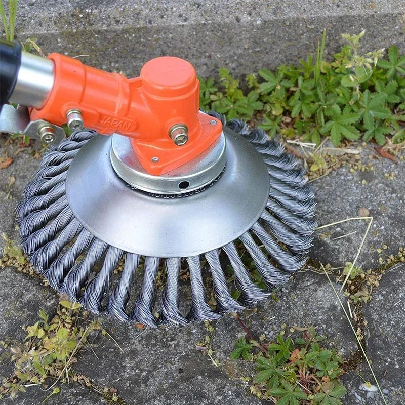 

8 Inches Steel Wire Wheel Brush Trimmer Head Garden Lawn Mower Grass Eater Trimmer Brush Cutter Tools Dust Removal And Polishing
