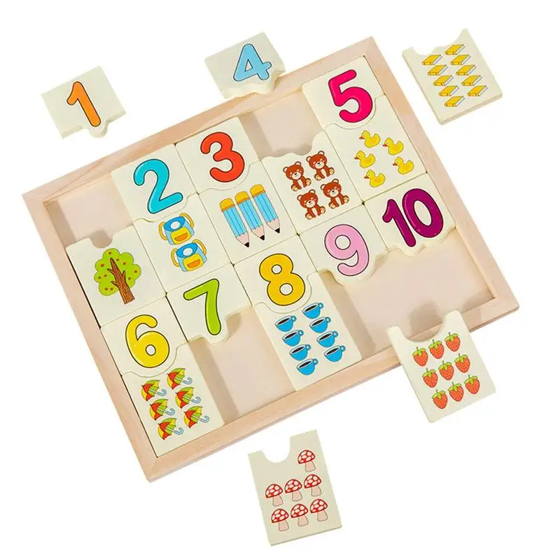 

Animal Matching Board Kindergarten Math Games Learn Numbers Self-Checking Matching Game Wooden Number Matching Board For Kids