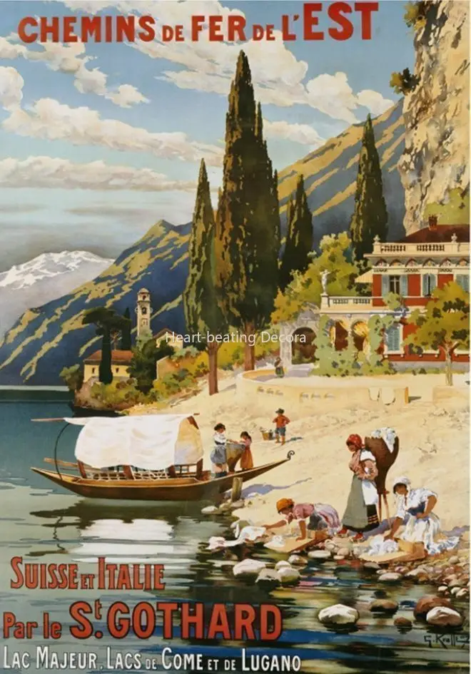 

Suisse et Italie Par le St Gothard 1907 anuncio VINTAGE lata de METAL grande cartel POSTER