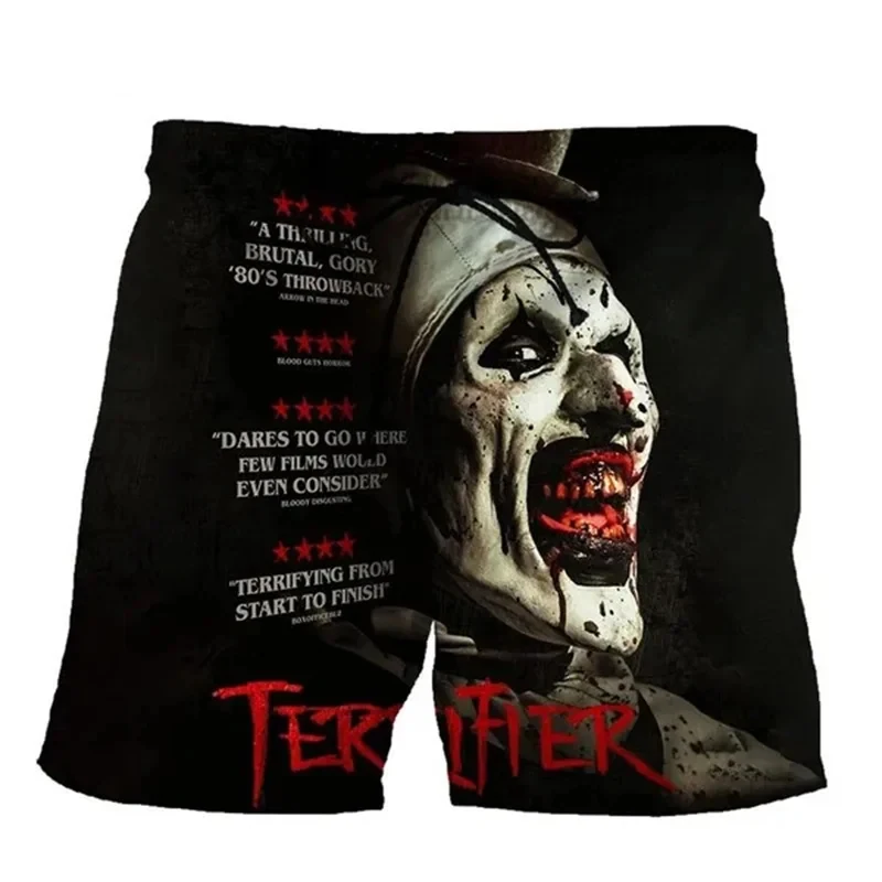 Terrifier 2 Horror Movie 3D Print Beach Shorts Men's Hip Hop Oversized Surfing Board Sport Pants Swimsuits Trunks Kids Clothing 4