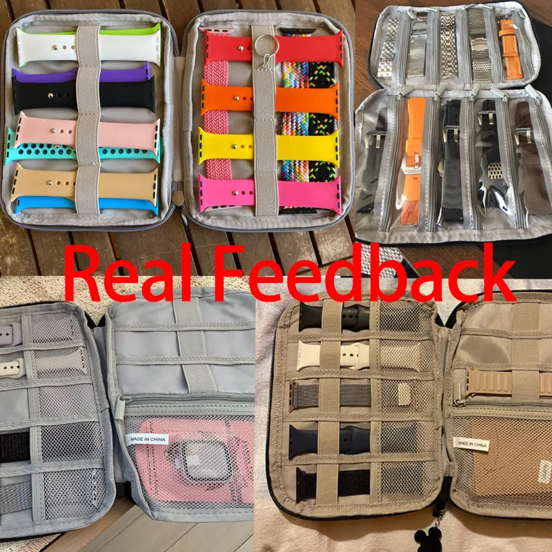 For apple Watch 7 straps pouch Black box Multifunction Watch Band Organizer Storage boxes folder Portable Travel Strap Case Bag