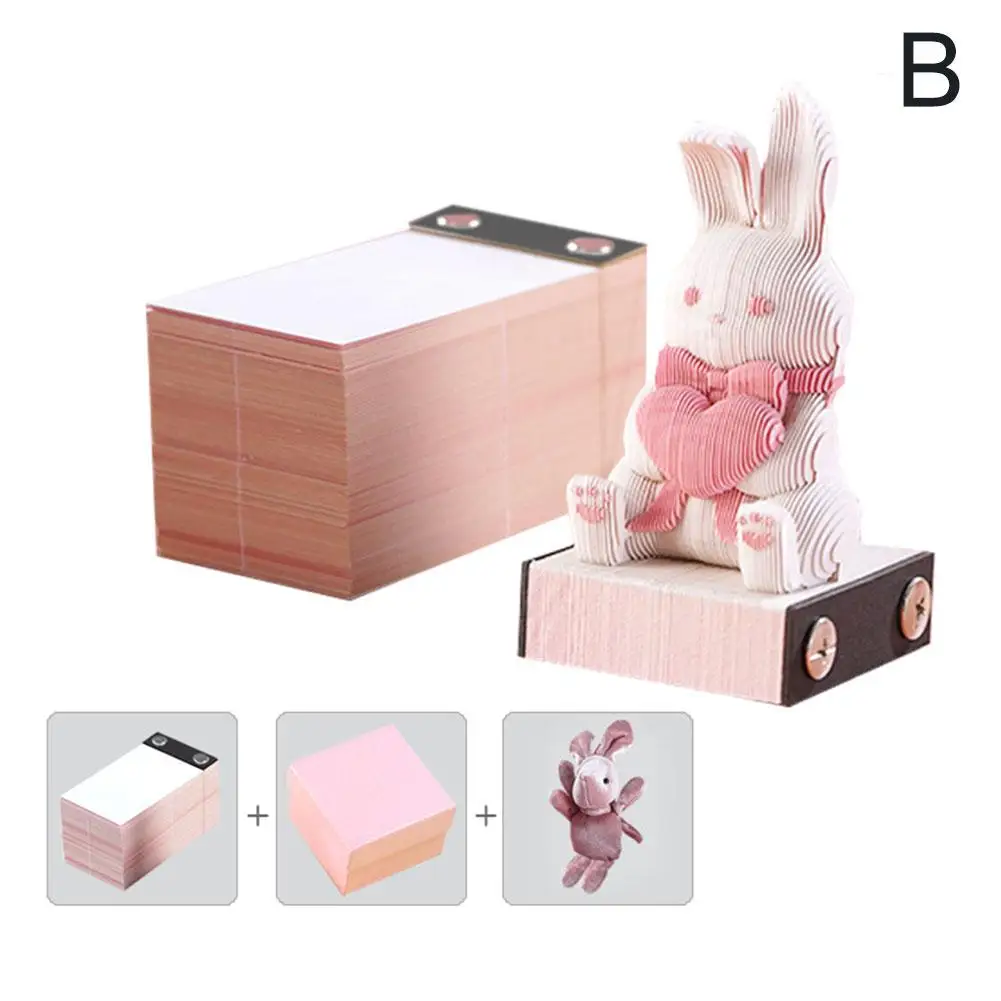 귀여운 토끼 노트 큐브 토끼 메모 패드, 종이 노트, 아트 선물 블록, 친구 3D 노트, 커스텀 생일, 카와이 해리 I9c0