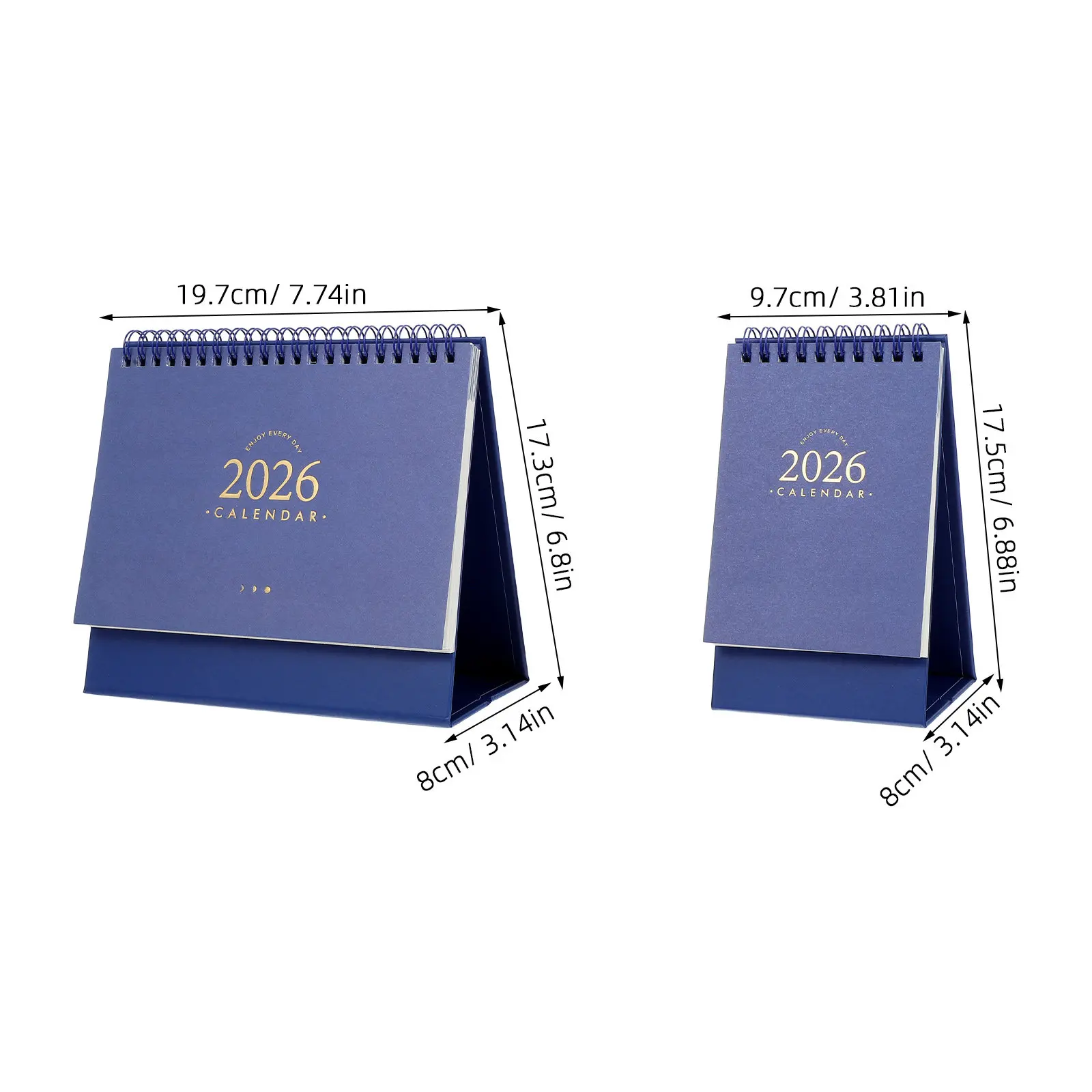 2Pcs 데스크 캘린더 2026 플립 스탠딩 데스크탑 플래너 빈티지 디자인 일일 일정 정리함 사무실 연구용 홈 블루
