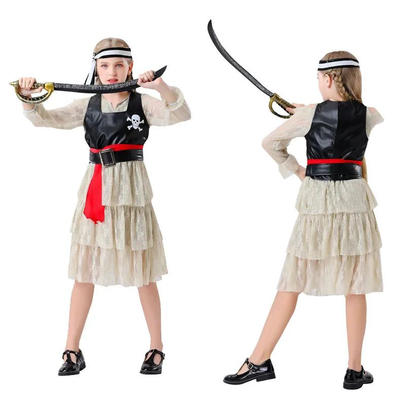 

Spot Pirate Clothes Halloween Children's Women's Masquerade Party Play Cos Jack Caribbean Pirate Clothes
