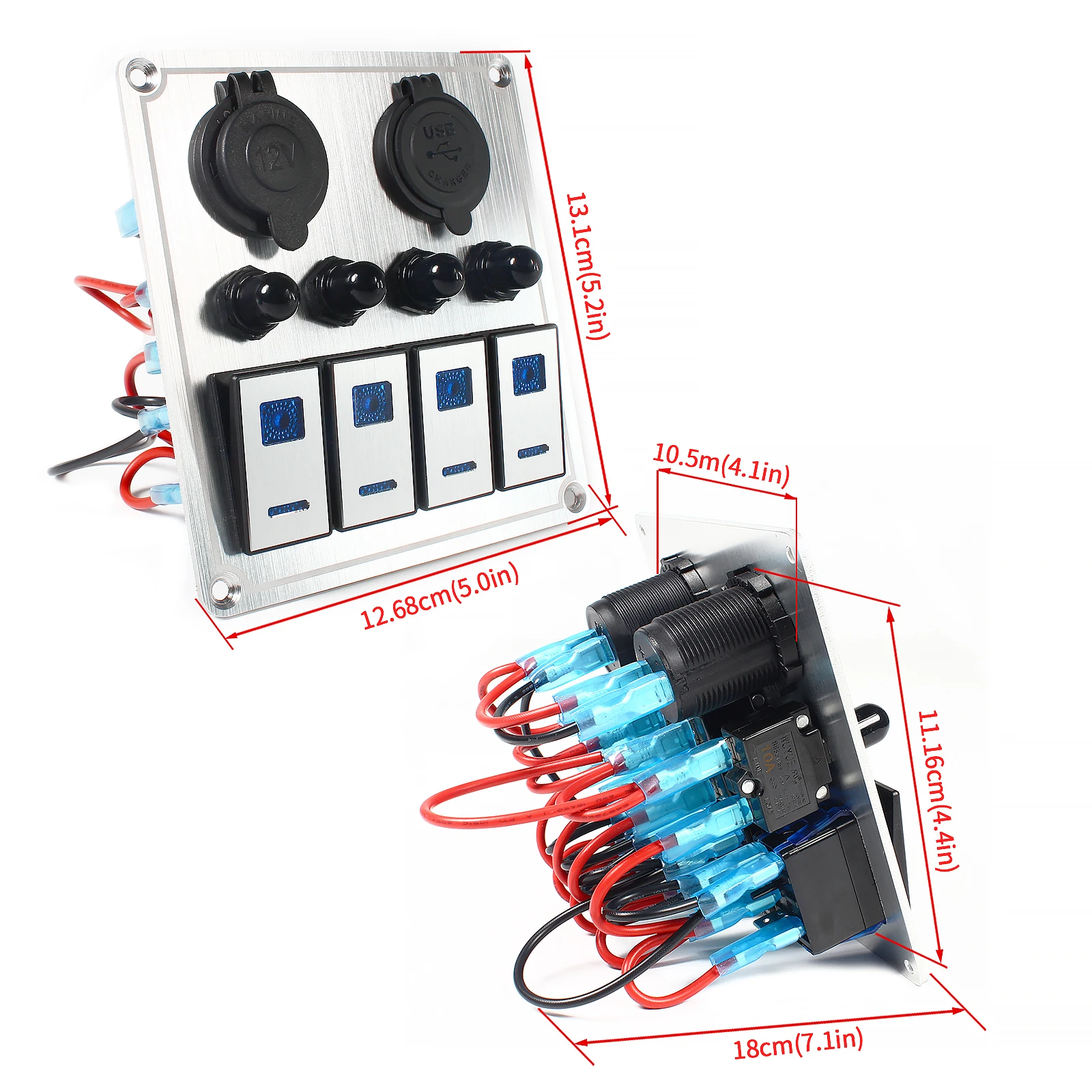 KAOLALI Panneau de Commutateur à Bascule à 8 Gangs Interrupteur à Bascule  Marine 12V Voltmètre 3,1A Double Chargeur USB pour Caravane, Bateau, Voiture  : : Auto et Moto