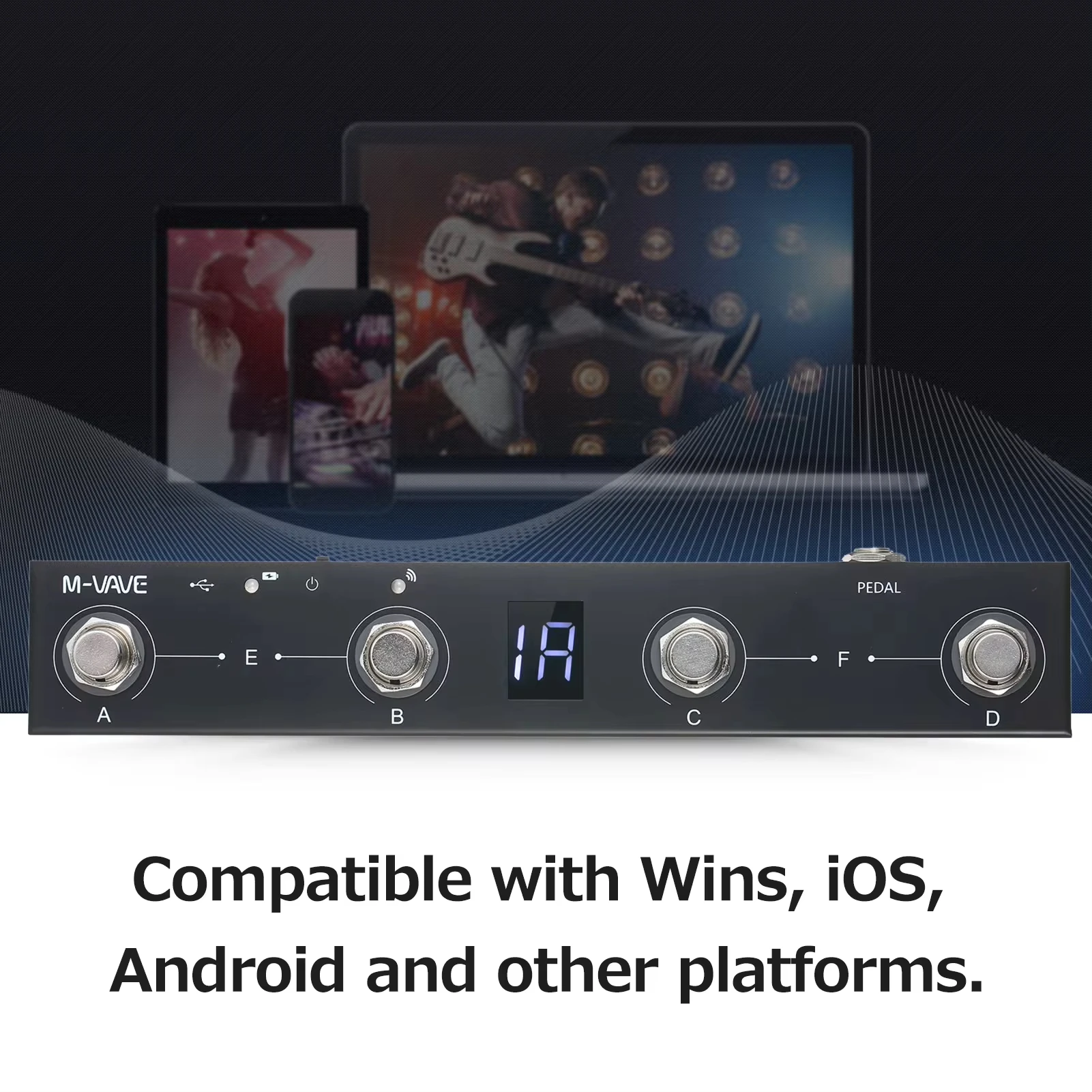 Midi Controller M-VAVE Chocolate BT Rechargeable 4 Buttons Pedal APP Control Wireless Transmission System