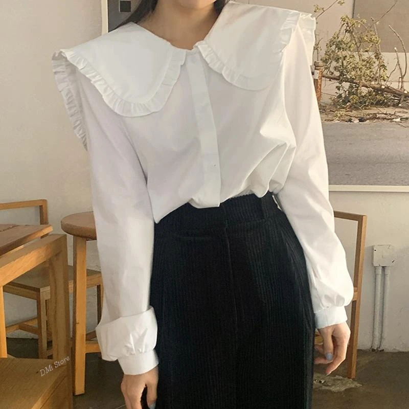Women Plus Size Blouses Femme Blusas Chic Turn down Collar Vintage Cotton Shirt Female Long Sleeve White Blouse| | - AliExpress