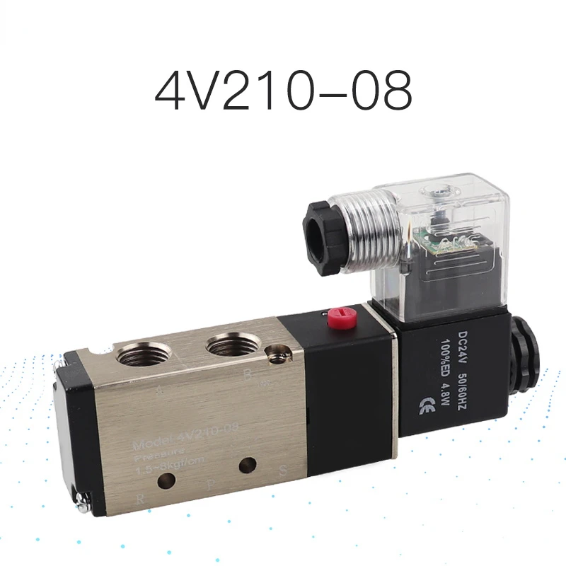 1/4" 5-Way 2-Position Pneumatic Solenoid Valve, AC220V, Aluminum Alloy - Fielect