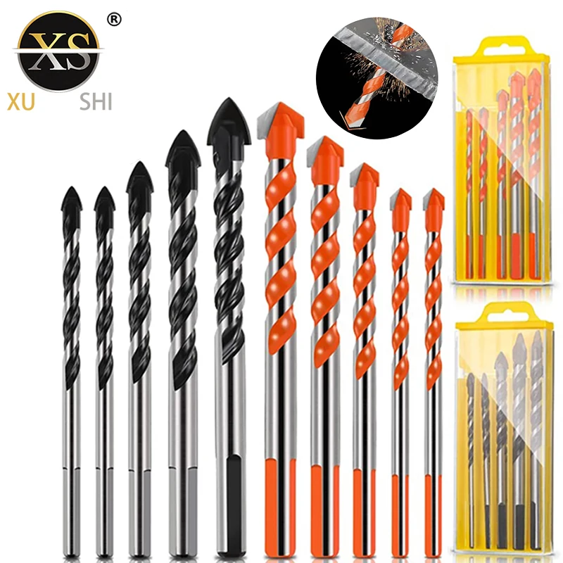 3-12mm Multifunctional Glass Metal Tile Drill Bit Triangle Diamond Drill Set Ceramic Concrete Brick Wood Punching Hole Saw Drill xcan glass drill bit 3 12mm triangle bit for ceramic tile concrete brick wood drilling power tool accessories drill bit